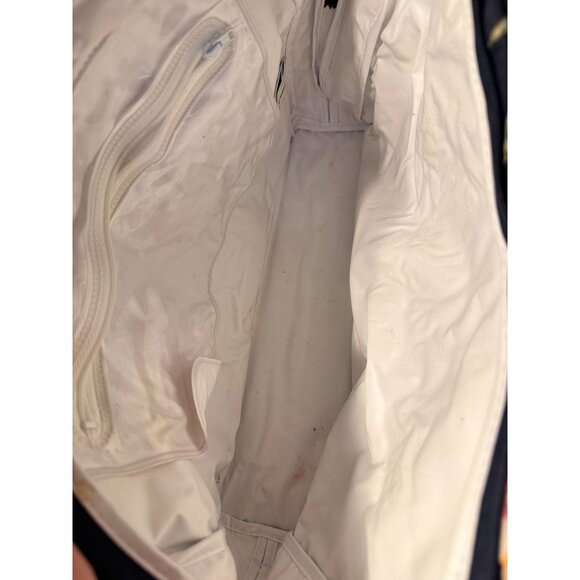 Christian Dior Floral Print Cosmetic Bag Navy Vintage Zip Pouch 9x4x14 9x8 80s - Picture 10 of 16